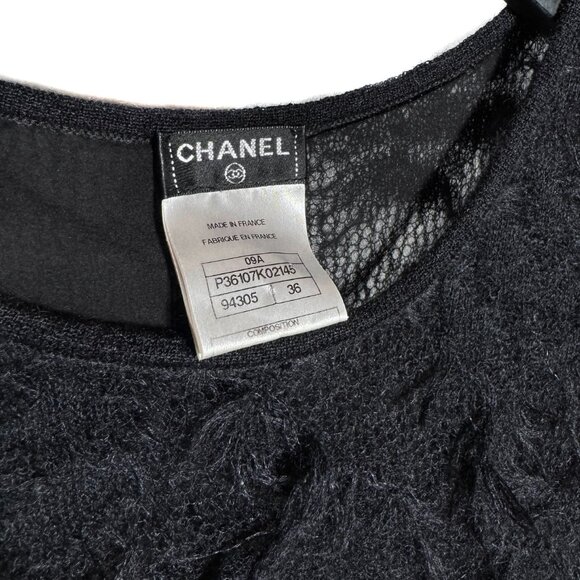 Chanel FW09 Black Mohair Blend Shift Dress w/ Fringed Shawl - Picture 10 of 12